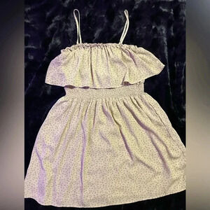 Cottage core floral babydoll dress Ruffle Trim Stretchy Waist W/ Pockets EUC MED